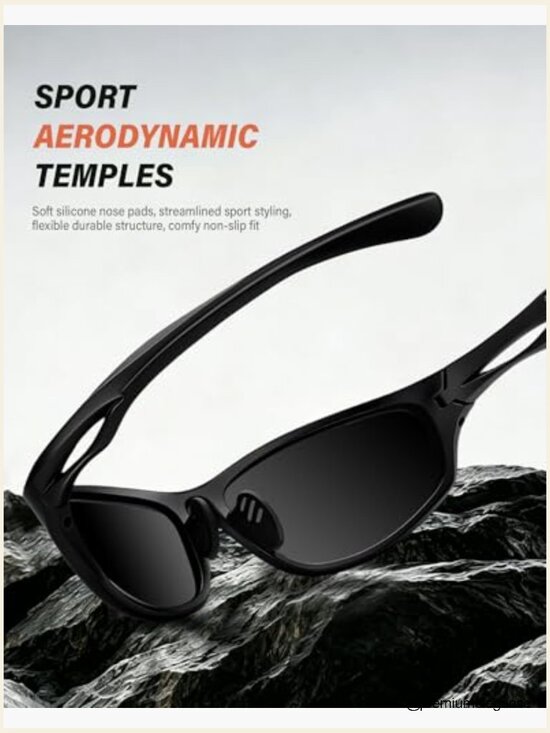 Wrap Around Polarized Sports Sunglasses UV Protection Rectangle Shades main image 4